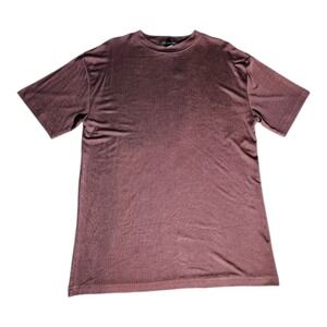 Montique Mens XL Brown Ribbed Rayon Blend Short Sleeve Crew Neck T-Shirt